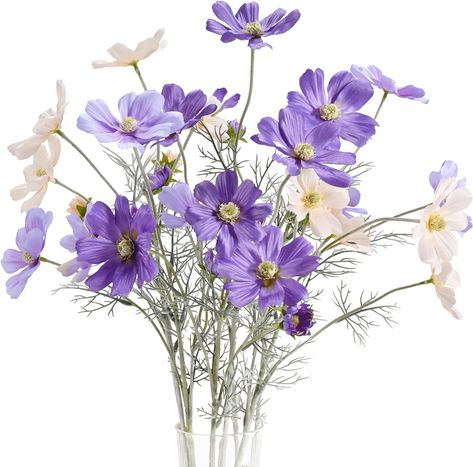 Amazon.com: Lumoslyy Artificial Flowers for Decoration Calliopsis Silk Flower Long Stem Table Centerpieces Decor Fake Flowers Bouquet Faux Coreopsis Pack of 6 (Purple) : Home & Kitchen Fake Flowers Wedding, Fake Flower Bouquet, Champagne Flowers, Cosmos Flowers, Faux Flower Arrangements, Artificial Flower Bouquet, White Wedding Bouquets, Real Touch Flowers, Daisy Flowers