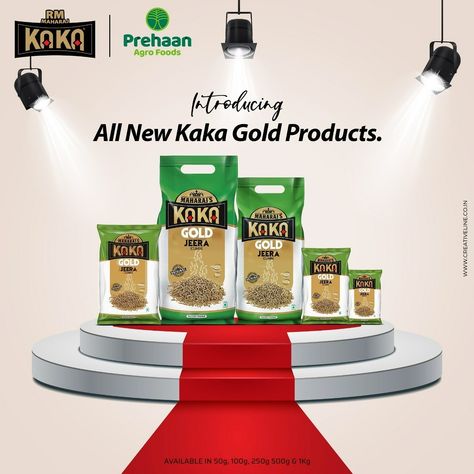 Let your every meal have the legacy of the KAKA GOLD Cumin!  #rmkaka #rmmaharajkaka #kaka #cumin #jeera #new #launch #product #gold #natural #cook #dish Food Product Social Media Post, New Product Launch Poster, Product Launch Poster, Product Poster Design, 3d Banner, Unique Iphone Wallpaper, Product Poster, Food Banner, Creative Interior Design