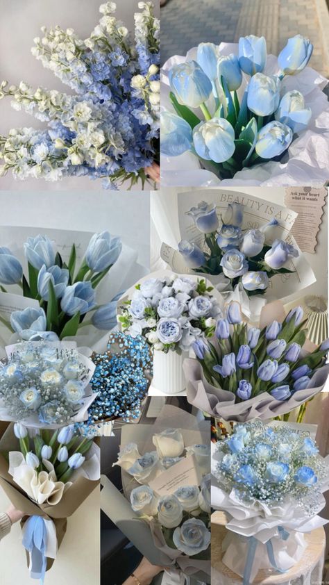 Tulip Flower Pictures, Luxury Flower Bouquets, Blue Flower Wallpaper, Cute Blue Wallpaper, Boquette Flowers, Flower Arrangements Simple, Blue Tulips, Nothing But Flowers, Kraf Diy