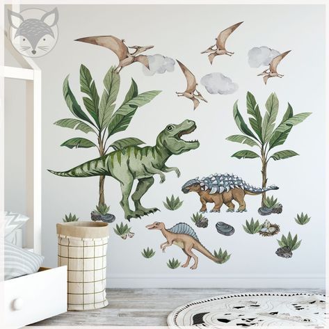 Dinosaur Wall Decals, Textures Murales, Dinosaur Wallpaper, Dinosaur Wall Stickers, Dinosaur Wall Art, Dinosaur Stickers, Dinosaur Wall, Room Decals, Kids Wall Decals