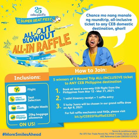 Cebu Pacific – All-Out Blowout All-In Raffle Promo Raffle Promo, Cebu Pacific, Domestic Flights, Booking Flights, Social Media Pages, Round Trip, Cebu, Social Media, Quick Saves