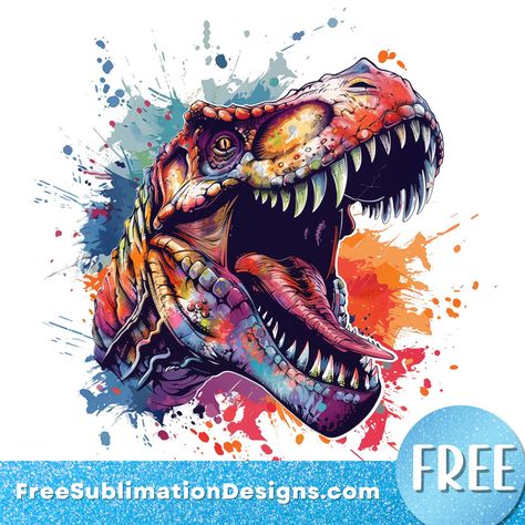 Dinosaur Sublimation, Free Sublimation Designs, Print On Demand Designs, T Rex Dinosaur, Diy Tumblers, Sublimation Png, Free Png, T Rex, Sublimation Designs