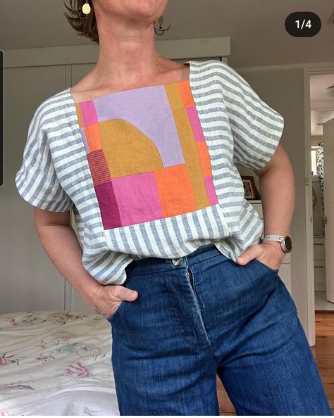 Old Dress, Quilted Clothing, Patchwork Clothes, Diy Wardrobe, Change My Mind, Closet Sale, Fibre And Fabric, Patchwork Top, Shirt Refashion