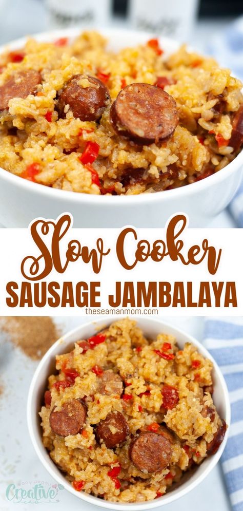 Slow cooker jambalaya with sausage - Easy Peasy Creative Ideas Slow Cooker Jambalaya Recipe, Recipe With Sausage, Slow Cooker Jambalaya, Jambalaya, Easy Slow Cooker, Dinner Table, Hard Work, Work Out, Slow Cooker