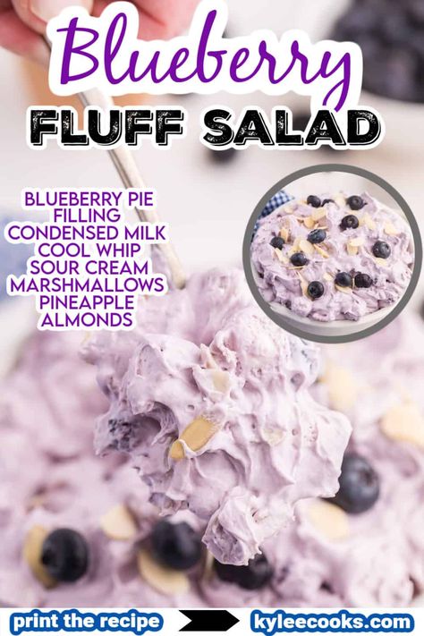 Blueberry Fluff Salad, Blueberry Fluff, Dessert Salad Recipes, Fluff Salad Recipes, Easy Fruit Salad Recipes, Fluff Salad, Jello Dessert Recipes, Recipe For Summer, Fluff Recipe