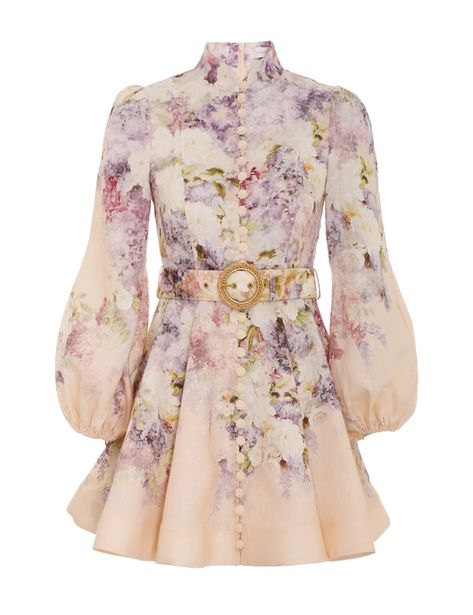 Lyrical Buttoned Mini Dreamy Floral Online | Zimmermann Zimmerman Dress, Belted Floral Dress, Lyrical Dresses, Buttoned Dress, Dress Stand, Zimmermann Dress, Linen Mini Dress, Linen Dress, Flare Skirt