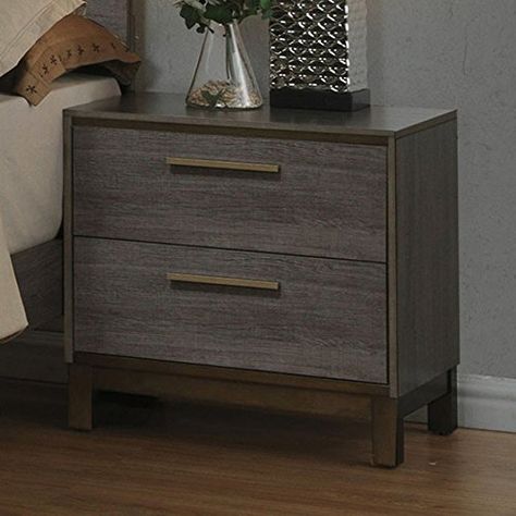 Black Borders, Gray Nightstand, Grey Bed, Grey Bedroom Furniture, Contemporary Nightstand, Bunk Beds With Stairs, Wooden Nightstand, Nightstand Storage, Unique Beds