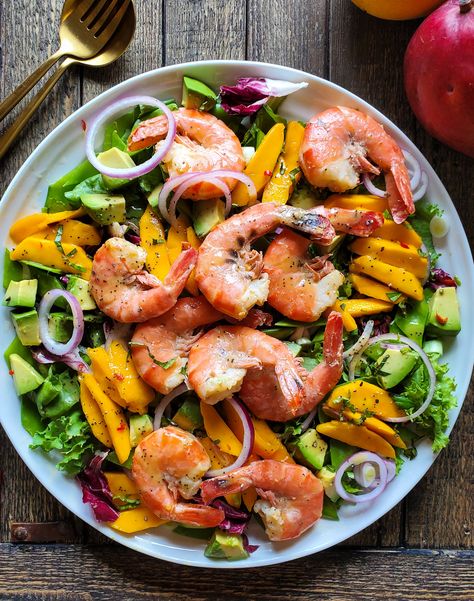 Mango and Avocado Salad with Shrimp | The Lemon Apron Shrimp Mango Salad Recipes, Summer Salad Dinner, Shrimp Salad Recipes Healthy, Mango And Avocado Salad, Superfood Salads, Fish Salads, Easy Summer Meal, Mango And Avocado, Easy Summer Salad