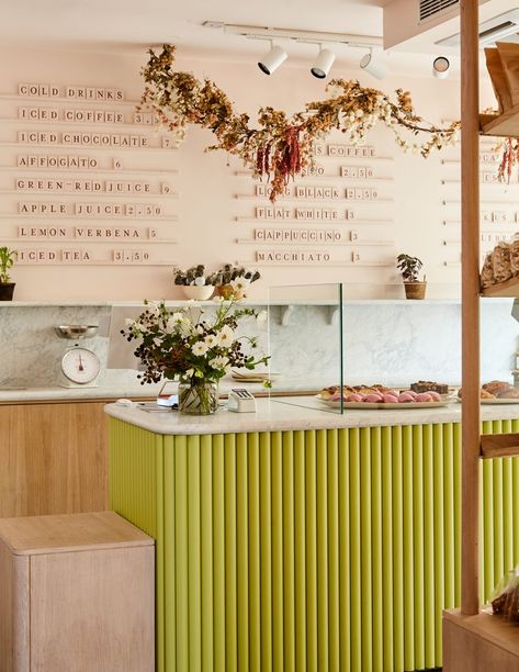 Colorful Coffee Shop, Juice Bar Interior, Juice Bar Design, Matcha Cafe, Design Café, Bar Interior, Farm Shop, Bespoke Interiors, Cafe Interior Design