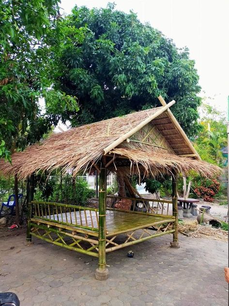 Bamboo Hut House, Bamboo Cottage, Cottage House Design, Bamboo Fences, Bamboo Hut, Bamboo Furniture Design, Garden Huts, Cottage House Designs, Rainwater Collection