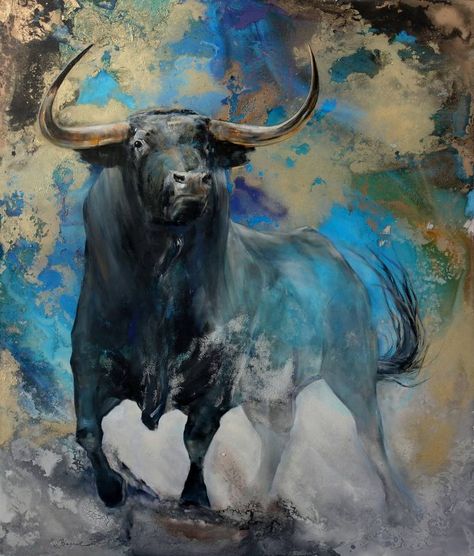 Spray Paint Metal, Contemporary Wildlife Art, Bull Artwork, Taurus Art, Bull Painting, Paint Metal, Bull Art, Arte Peculiar, Animal Illustration Art