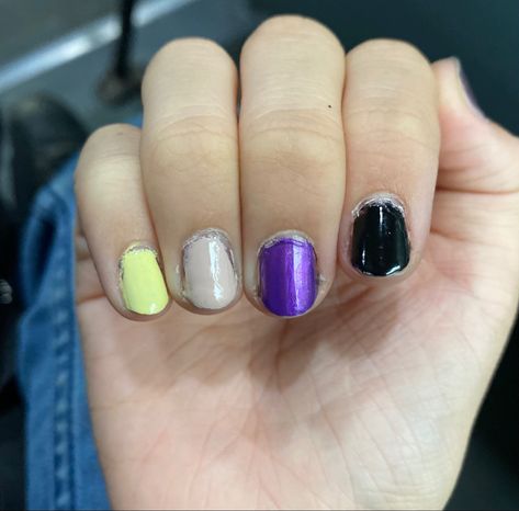 LGBTQ+ 
Non-binary 
Nails Non Binary Nail Art, Non Binary Nails, Nonbinary Nails, Spring Acrylic Nails, Non Binary, Cute Nail Designs, Owl House, Cute Nails, Nail Inspo