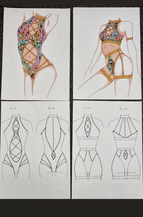 Top Sketches Fashion Illustrations, Swimwear Sketch, Lingerie Sketch, Monday Wear, Fashion Illustration Poses, Fashion Figure Drawing, Fashion Design Sketch, Fashion Drawing Tutorial, Fashion Design Patterns