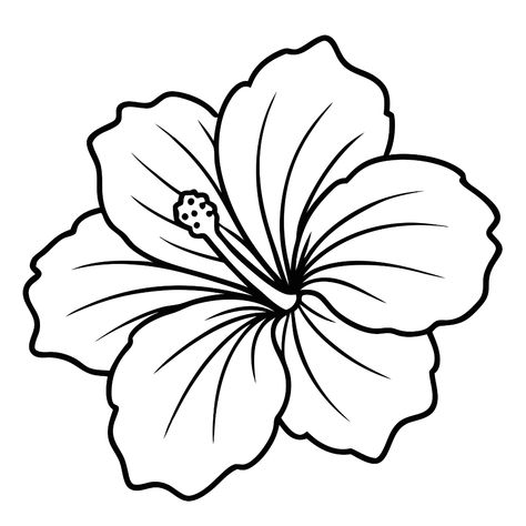 Hawaii Hibiscus Flower Outline Hibiscus Flower Template, Hibiscus Flower Outline, Hawaii Hibiscus Flower, Hibiscus Flower Design, Hibiscus Flower Drawing, Hawaii Hibiscus, Flower Silhouette, Flower Outline, Hawaiian Quilts