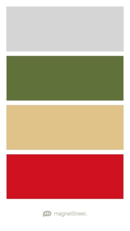 Silver, Olive, Gold, and Classic Red Wedding Color Palette - custom color palette created at MagnetStreet.com Blue And Green Color Pallete, Olive Wedding, Brochure Inspiration, Cave House, Red Colour Palette, Concealer For Dark Circles, Color Palette Pink, Classic Gray, Construction Business