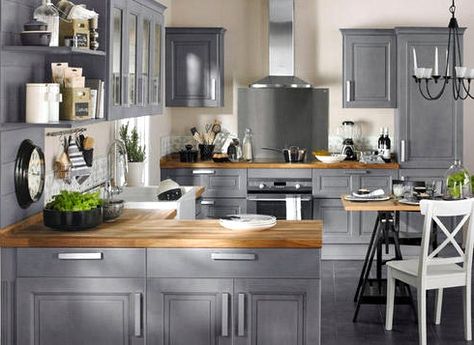 Gray Kitchen | Content in a Cottage - Bodbyn Ikea, Серая Кухня, Grey Kitchen Designs, Gray Cabinets, Grey Kitchens, Grey Kitchen, Ikea Kitchen, Trendy Kitchen, Counter Tops