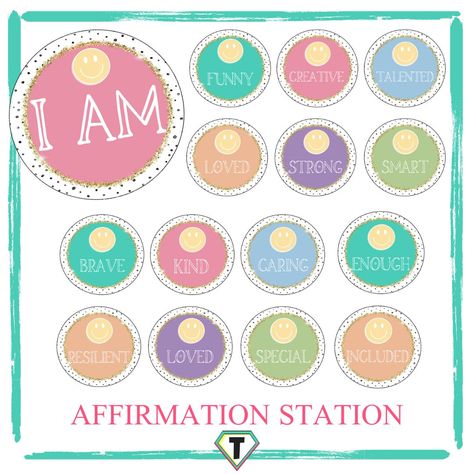 Affirmation Station- Happy Sparkle Theme - The Teacher Hero Remembrance Day Activities, Affirmation Station, Spelling And Handwriting, Sight Word Reading, Classroom Organisation, Classroom Decor Themes, School Birthday, Teacher Inspiration, Engaging Lessons