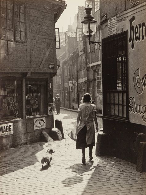 Hamburg Gangeviertel, 1930’s, Arthur Collatz. Germany (1903-1993) ~ #VintageDogPhotography #Dogs #VintagePhotography #VintageDoxie 1930 Aesthetic, 1930s Aesthetic, Newcastle Upon Tyne, London Street, Street Photo, Autumn Photography, Vintage Photography, Historical Photos, Old Pictures