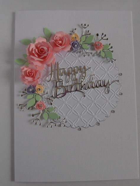 Handmade Personalised Birthday Anniversary Card With Pretty - Etsy Fancy Cards Handmade, Cards With Roses, Spring Crafts For Preschoolers, Mothersday Cards, Flower Birthday Cards, Birthday Card Craft, Homemade Birthday Cards, Birthday Cards For Women, Spring Cards