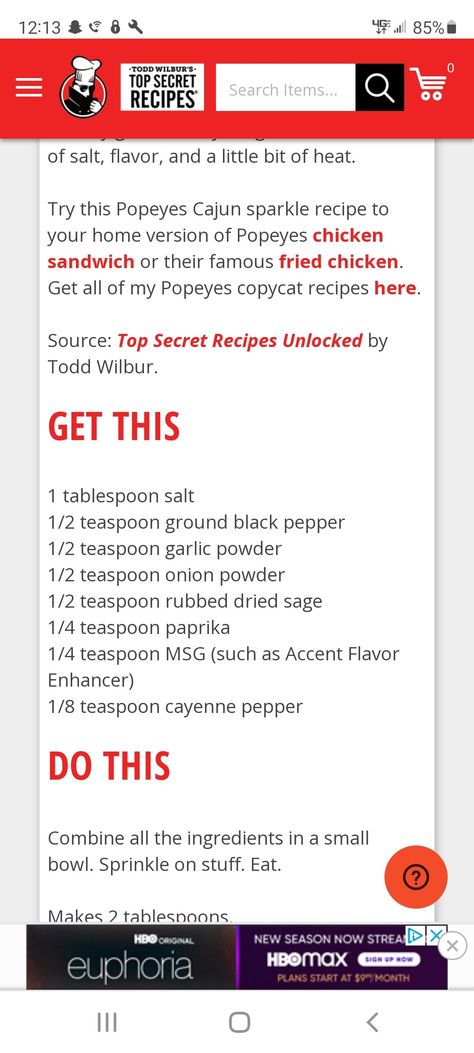 Dan O’s Seasoning Diy, Popeyes Cajun Sparkle Recipe, Cajun Sparkle Recipe, Tastefully Simple Recipes, Popeyes Chicken, Top Secret Recipes, Seasoning And Spice, How To Dry Sage, Tastefully Simple