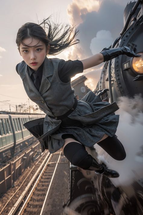 ArtStation - Battle of the Train🚉✨, Alex Dai Hand On Railing Reference, Person Running Reference Photo, Art Poses Photography, Poses Shoulders Up, Dynamic Battle Poses, Leaning On Railing Pose, Sitting Against Wall Pose, Landscape Poses, Action Pose Reference Photo