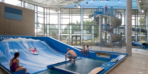 Indoor Surf Pool, Indoor Surfing, Surf Simulator, Surf Pool, Aquatic Center, Water Surfing, Park Design, The Boogie, Sports Complex