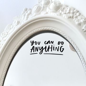 Cute Mirror Sayings, Looking At Yourself In The Mirror, Mirror Decal Ideas, Mirror Sayings, Motivational Mirror, Mirror Messages, Workout Sayings, Affirmation Mirror, Mirror Writing