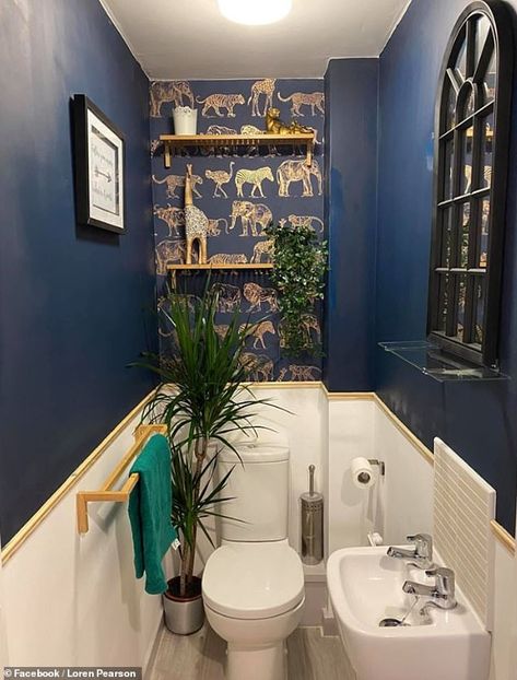 Cottage Toilet Room, Funky Cloakroom Toilet, Funky Downstairs Toilet, Wallpaper Cloakroom Toilet, Little Toilet Ideas, Small Cloakroom Toilet Downstairs Loo, Funky Downstairs Toilet Ideas, Downstairs Toilet Wallpaper, Downstairs Toilet Ideas Wallpaper