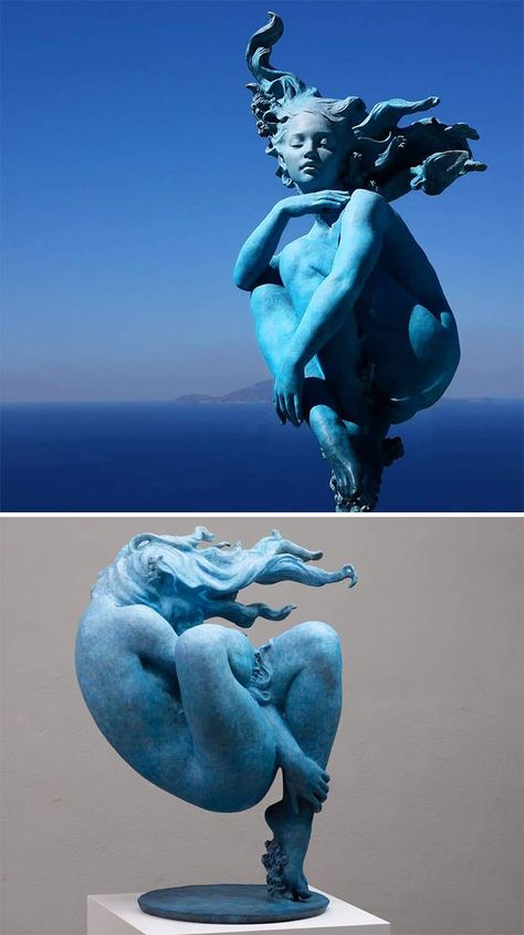 Abstract Sculpture Ideas, Dramatic Sculpture, Ocean Sculpture, Clay Sculpture Art, Sculpture Reference, Sculpture Woman, Underwater Sculpture, Water Sculpture, Sea Sculpture