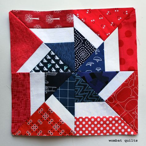 Fireworks pinwheel block  https://wombatquilts.com/free-paper-piecing-patterns/ Free Paper Piecing Patterns, Pinwheel Block, Pinwheels Paper, Paper Pieced Quilt Patterns, Foundation Paper Piecing Patterns, Quilt Modernen, Paper Pieced Quilt, Patriotic Quilts, Quilt Of Valor