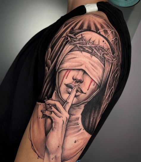 Nun Hand Tattoo, Sacrifice Tattoo Men, Tattoo On Jawline, Fancy Tattoo For Man, Cool Small Tattoos For Men, Bun Braid, Johnny Edlind, Inner Arm Tattoos, Father Tattoos