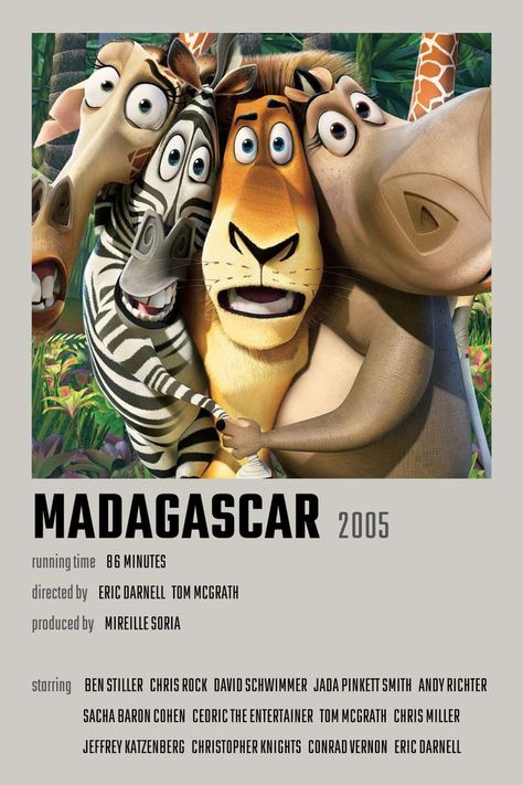 Madagascar Movie Poster, Madagascar Movie, Eye Movie, Movie Character Posters, Scooby Doo Movie, Animated Movie Posters, Animal Print Background, Iconic Poster, Iconic Movie Posters