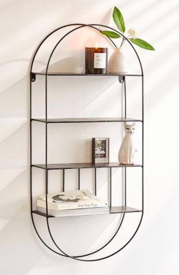 Oval Shelf, Wire Wall Shelf, Unique Wall Shelves, Glass Shelves Decor, Metal Wall Shelf, Floating Shelves Bedroom, Shelf Floating, Metal Wall Shelves, Shelf Styling