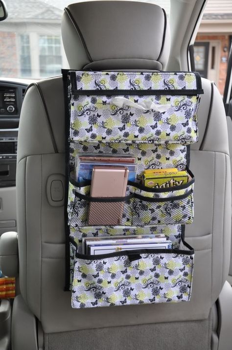 www.mycleverbiz.com/TerriLynn Diy Car Seat Cover, Back Seat Car, Travel Pillow Pattern, Car Organization Diy, Car Caddy, Backseat Organizer, Organizer Diy, Car Seat Organizer, Car Organizer