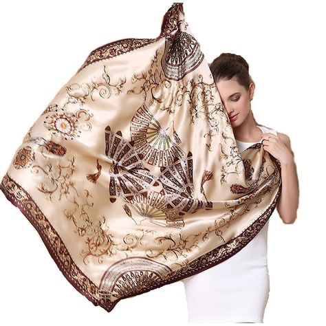 SILKENWAVE: Ladies Luxury Large Square Silk Scarf (100%) Fashion Pashmina Hijab Hair Headband - 14 - C4184K47EML - Scarves & Wraps, Fashion Scarves  #SCARVES #WRAPS #fashionwomen #outfit #Fashion Scarves #Scarves & Wraps, Fashion Scarves Scarf Photography, Print Scarf Design, Pashmina Hijab, Estilo Hijab, Silk Satin Scarf, Summer Shawl, Hair Headband, Branded Scarves, Square Silk Scarf