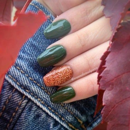 Fall Green Dip Powder Nails, Matte Green Dip Powder Nails, Revel Fall Nail Ideas, Revel Fall Nails, Revel Nail Dip Powder Ideas Fall, Fall Dip Powder Nails, Dip Powder Nails Colors, Green Mani, Fall Dip