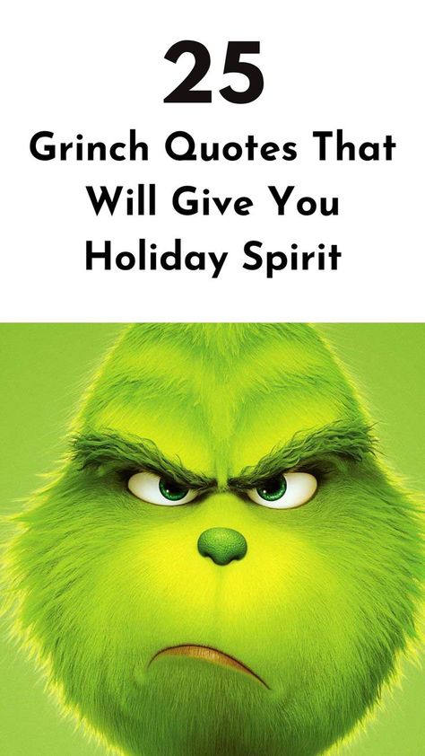 Get into the holiday spirit with these best Grinch quotes and make your heart grow three sizes this Christmas. #grinchquotes #holidayspirit Holiday Spirit Quotes, Grinch Movie Quotes, Christmas Quotes Grinch, Christmas Qoutes, Grinch Heart, Grinch Quotes, Christmas Movie Quotes, The Grinch Movie, Mr Grinch