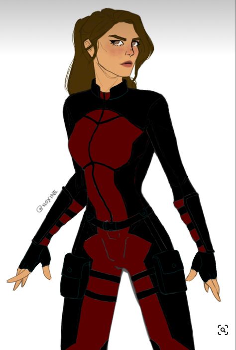 Red Room Suit Marvel, Avengers Suits Design, Red Superhero Costume, Super Villian Costumes For Women, Mission Suits For Women Marvel, Vigilante Suit Design Female, Black And Red Superhero Suit Female, Red And Black Superhero Suit, Marvel Shifting Suits