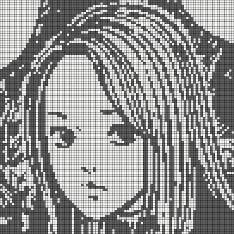 Tomie Alpha Pattern, Junji Ito Cross Stitch, Manga Alpha Pattern, Junji Ito Pixel Art Grid, Junji Ito Alpha Pattern, Nana Alpha Pattern, Junji Ito Crochet, Junji Ito Pixel Art, Kirie Goshima