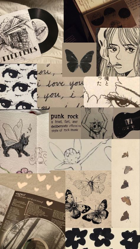 Wall Paper Phone Girl, Y2k Beige Wallpaper, Aesthetic Wallpaper Iphone Butterflies, Picsart Background Aesthetic, Mix Wallpaper Aesthetic, Soft Aesthetic Collage, Butterfly Collage Wallpaper, Butterfly Wallpaper Vintage, Printable Posters Aesthetic