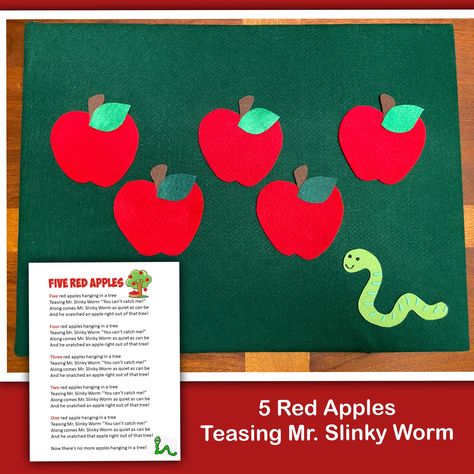 Apple Felt Board Stories, Fall Circle Time Activities Preschool, Circle Songs, Counting Preschool, Flannel Stories, Flannel Board Stories, Apple Preschool, Circle Time Activities, Felt Board Stories