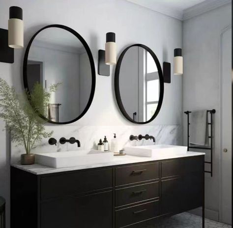 Mirror Entryway, Black Round Mirror, Frame Bathroom, Large Round Mirror, Bathroom Mirror Frame, Soft Contemporary, Entryway Mirror, Circle Mirror, Metal Frame Mirror