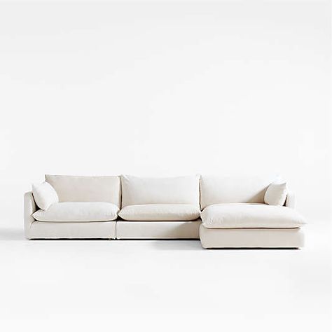 Unwind Collection | Crate & Barrel Crate And Barrel Sectional, Slipcovered Sectional Sofa, Neutral Sectional, Neutral Couch, Sectional Sofa Slipcovers, White Sectional, Slipcovered Sectional, White Couches, Sectional Slipcover