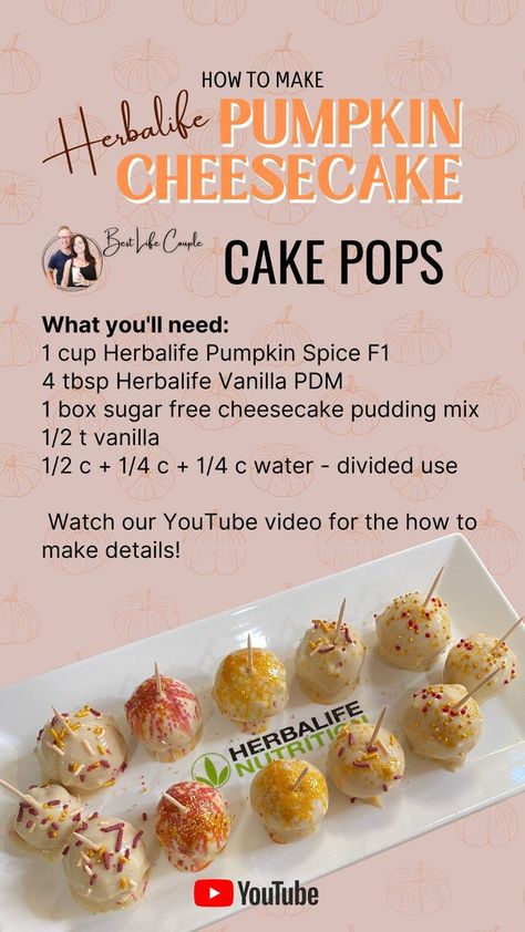 Herbalife Pie Recipes Formula 1, Cake Pop Herbalife, Herbalife Pumpkin Protein Balls, Herbalife Protein Desserts, Herbalife Strawberry Cheesecake Protein Balls, Herbalife Protein Recipes, Pumpkin Spice Herbalife Recipes, Herbalife Prolessa Cookies, Herbalife Prepare Recipes