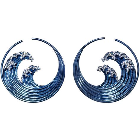 Hokusai Blue Wave Earrings ($7,900) ❤ liked on Polyvore featuring jewelry, earrings, accessories, blue color earrings, blue earrings, blue jewelry and earring jewelry Wave Earrings, Blue Jewellery, Wave Jewelry, Accessories Blue, Color Earrings, Jewelry Blue, Earrings Accessories, Jewelry Earring, Silver Engagement Rings