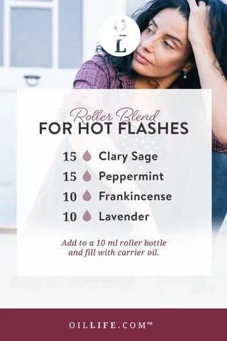 Essential Oil Blend For Hot Flashes, Diy Remedy For Hot Flashes, Essential Oils For Hot Flashes, Hot Flashes Essential Oils, Essential Oil Blends Roller, Essential Oil Roller Bottle Recipes, Essential Oil Perfumes Recipes, Essential Oils For Pain, Diy Essential Oil Recipes