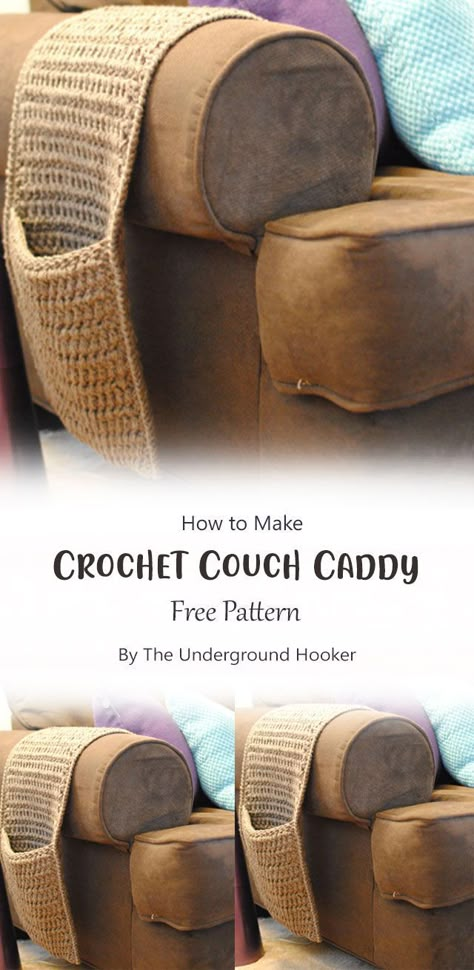 Free Crochet Remote Caddy Pattern, Crochet Couch Remote Holder, Couch Remote Holder Diy, Couch Caddy Crochet Pattern, Crochet Remote Caddy Pattern, Crochet Arm Chair Caddy, Crochet Armchair Caddy, Crochet Chair Caddy, Crochet Sofa Caddy Free Pattern