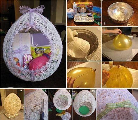 String Easter Basket, Diy – Velikonoce, Basket Display, Traditional Easter, Diy Easter Gifts, Fun Easter Crafts, Easter Egg Basket, Easter Egg Crafts, Easter Eggs Diy