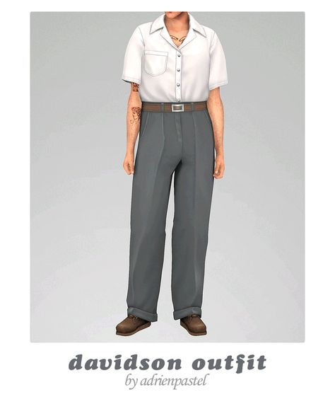 Davidson Outfit | Patreon Sims 4 Cc 60s Clothes Men, 80s Clothes Men, Dad Outfits, Sims 4 Decades Challenge, Cc Sims4, Sims Packs, Sims 4 Body Mods, Sims 4 Cc Skin, Free Sims