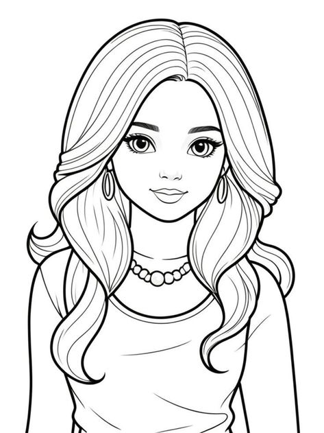 Barbie Outline Drawing, Colouring Pages People, Baddie Coloring Pages, Reading Cafe, Free Coloring Pages For Kids, Hair Clipart, Disney Princess Coloring Pages, Drawing Ideas List, Fashion Poster Design